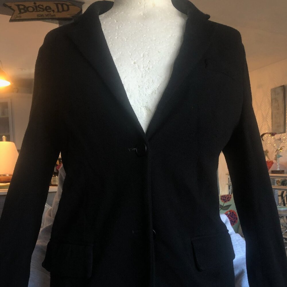 MM6 MAISON MARGIELA Black Herringbone Knit Button-Front Blazer Jacket $1000 - M